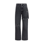 Black Recycled Cotton Straight-Leg Jeans