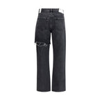 Black Recycled Cotton Straight-Leg Jeans