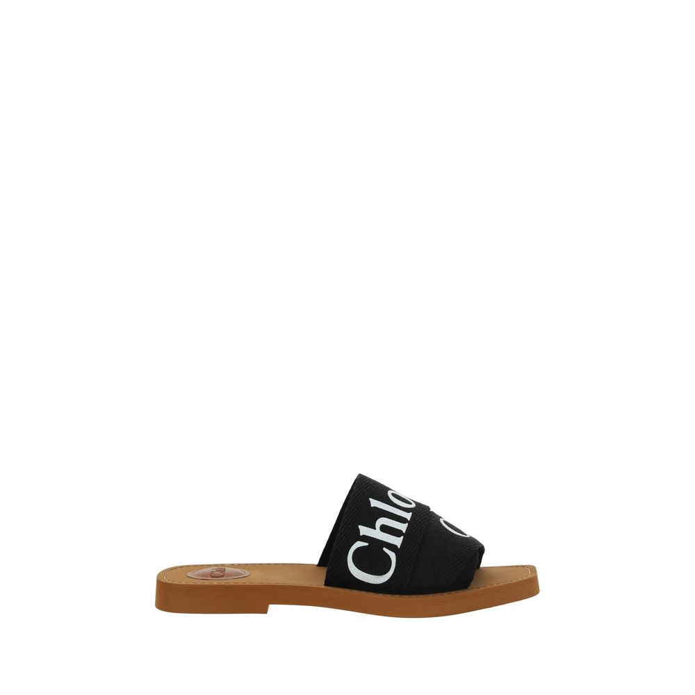 Black Rubber Flat Sandals