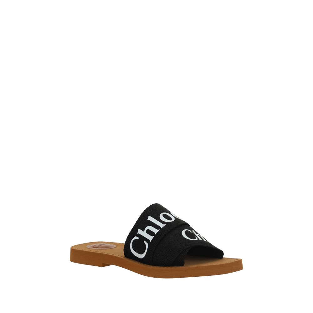 Black Rubber Flat Sandals