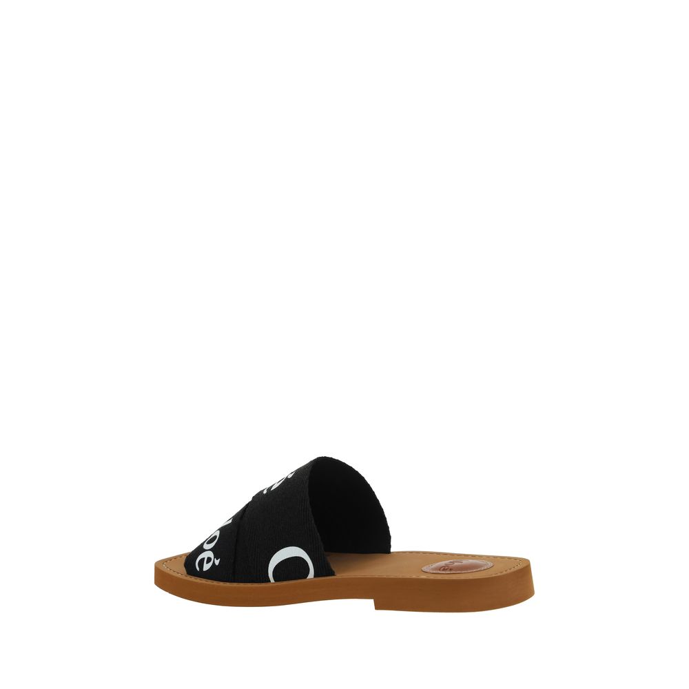 Black Rubber Flat Sandals