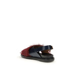 Multicolor Calf Leather Bos Taurus Flat Sandals
