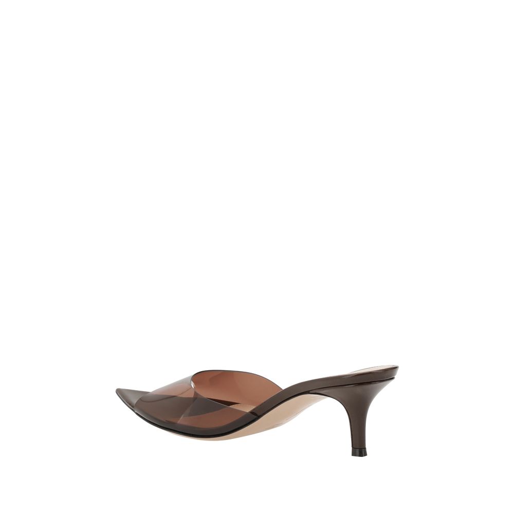 Brown Polyurethane Stiletto Heel Sandals