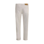 Beige Cotton Straight-Leg Jeans
