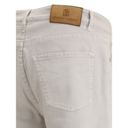 Beige Cotton Straight-Leg Jeans