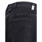 Black Cotton Straight-Leg Jeans