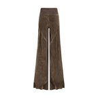 Brown Viscose Casual Pants