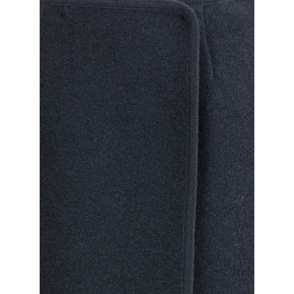 Blue Fleece Wool Midi Skirt