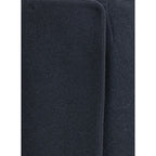 Blue Fleece Wool Midi Skirt