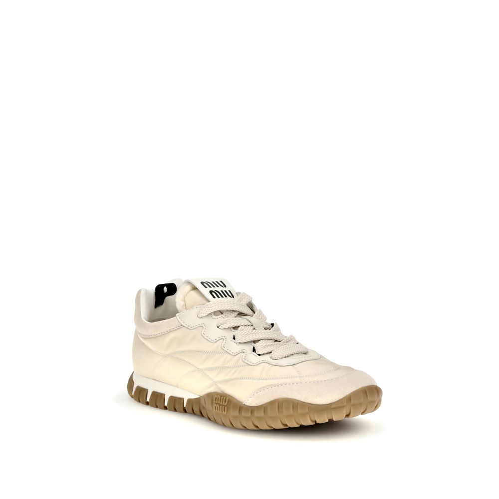 Cream Recycled Polyamide Athletic Sneakers