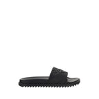 Black Rubber Flat Sandals