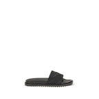 Black Rubber Flat Sandals