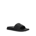 Black Rubber Flat Sandals