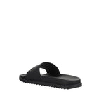 Black Rubber Flat Sandals