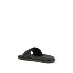 Black Rubber Flat Sandals