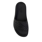 Black Rubber Flat Sandals