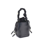 Black Recycled Leather Backet Bag