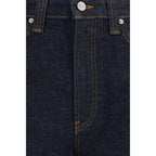 Blue Cotton Straight-Leg Jeans