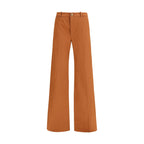 Brown Cotton Flared Pants