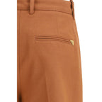 Brown Cotton Flared Pants