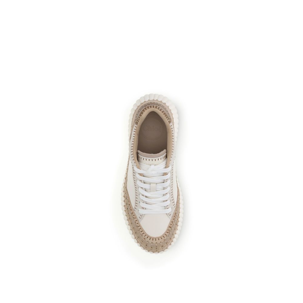 Cream Calf Leather Bos Taurus Platform Sneakers