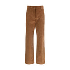 Brown Cotton Casual Pants