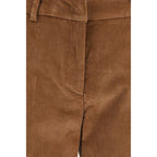 Brown Cotton Casual Pants