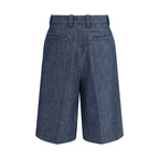 Blue Cotton Bermuda Shorts