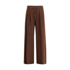 Brown Cotton Casual Pants