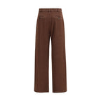 Brown Cotton Casual Pants