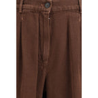 Brown Cotton Casual Pants