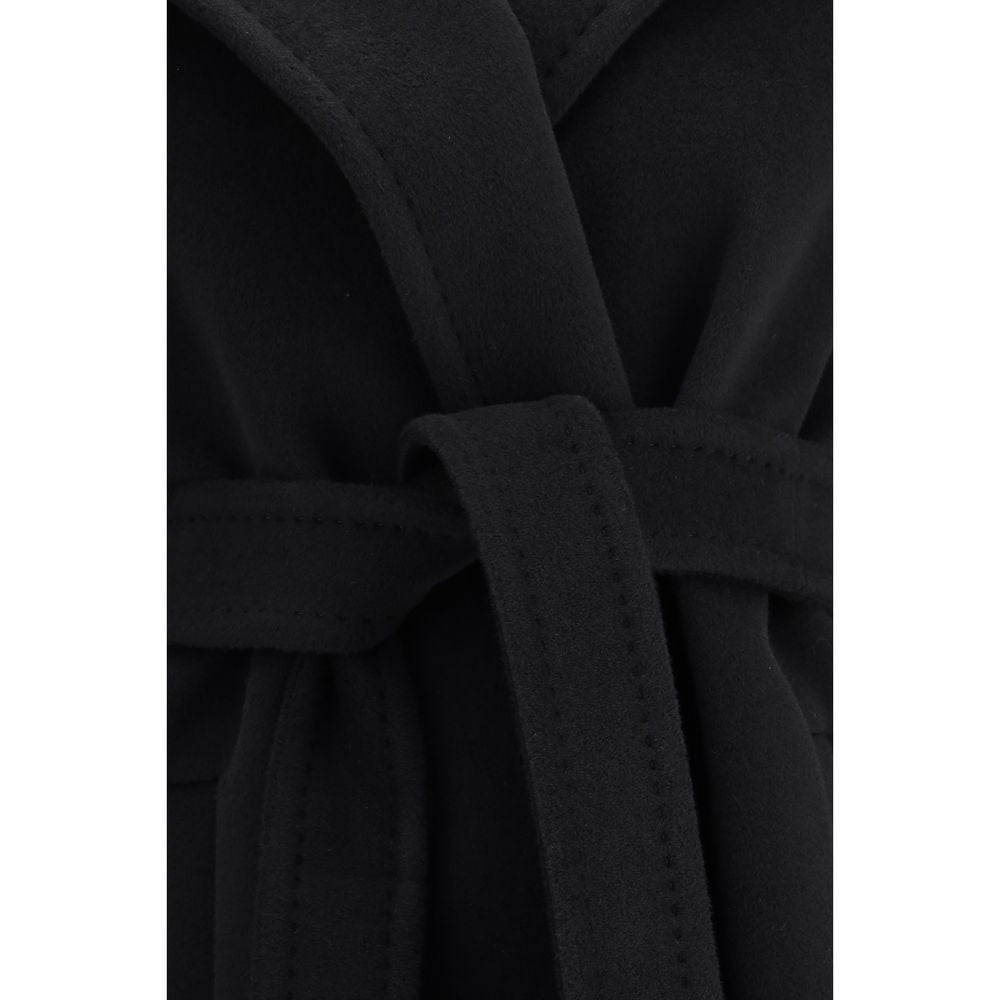 Black Fleece Wool Coat