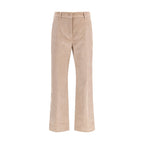Beige Cotton Casual Pants