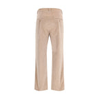 Beige Cotton Casual Pants