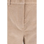Beige Cotton Casual Pants