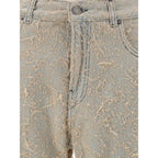 Light Blue Cotton Straight-Leg Jeans