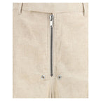 Beige Cotton Casual Pants