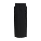 Black Fleece Wool Midi Skirt
