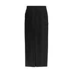 Black Fleece Wool Midi Skirt