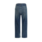 Blue Cotton Straight-Leg Jeans