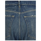 Blue Cotton Straight-Leg Jeans
