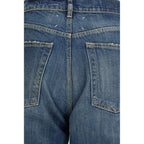 Blue Cotton Straight-Leg Jeans
