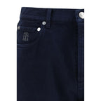 Blue Cotton Straight-Leg Jeans