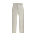 White Cotton Straight-Leg Jeans