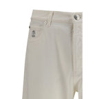 White Cotton Straight-Leg Jeans