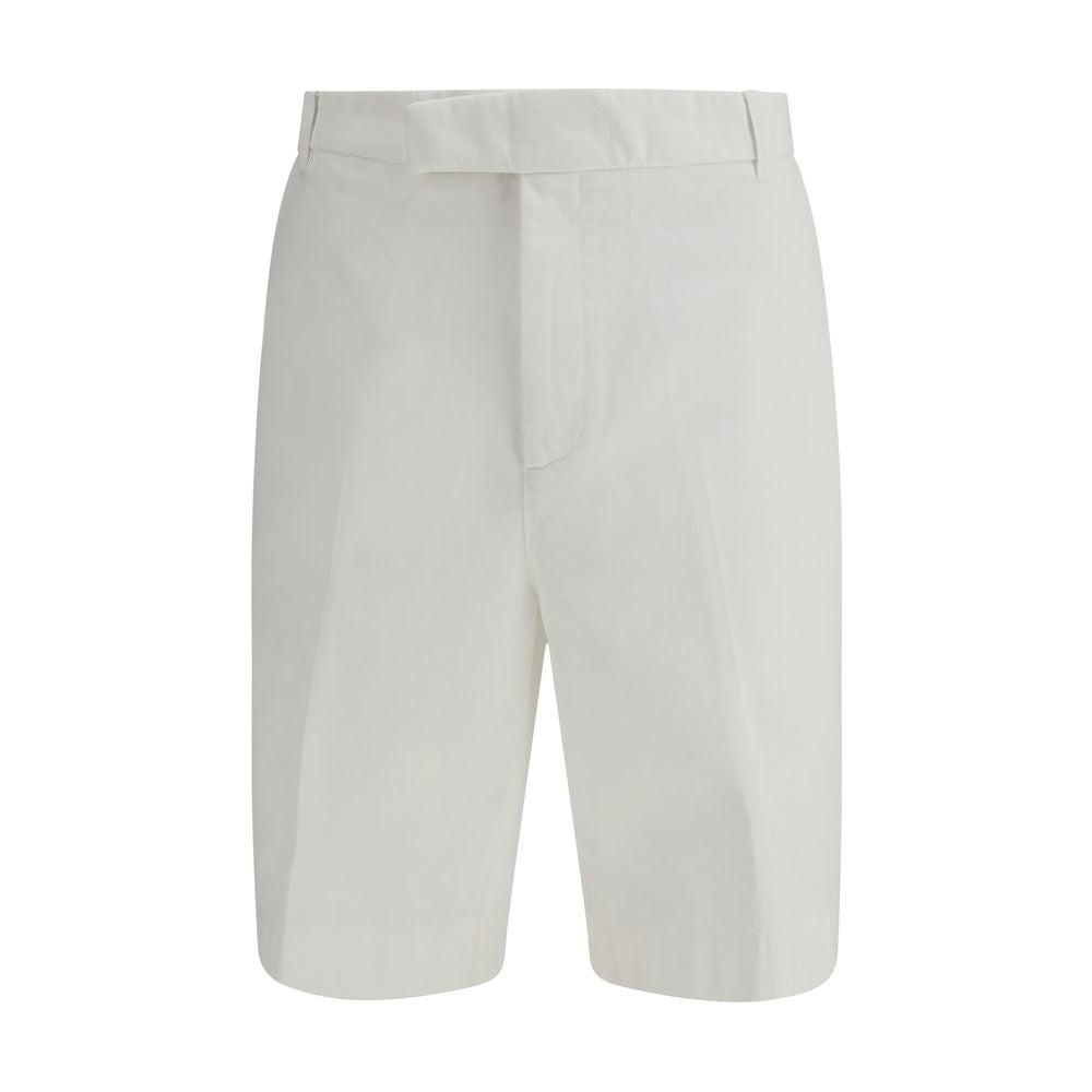 White Polyester Bermuda Shorts