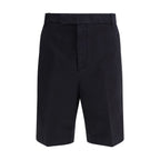 Blue Polyester Bermuda Shorts