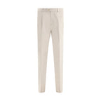 Cream Cotton Casual Pants