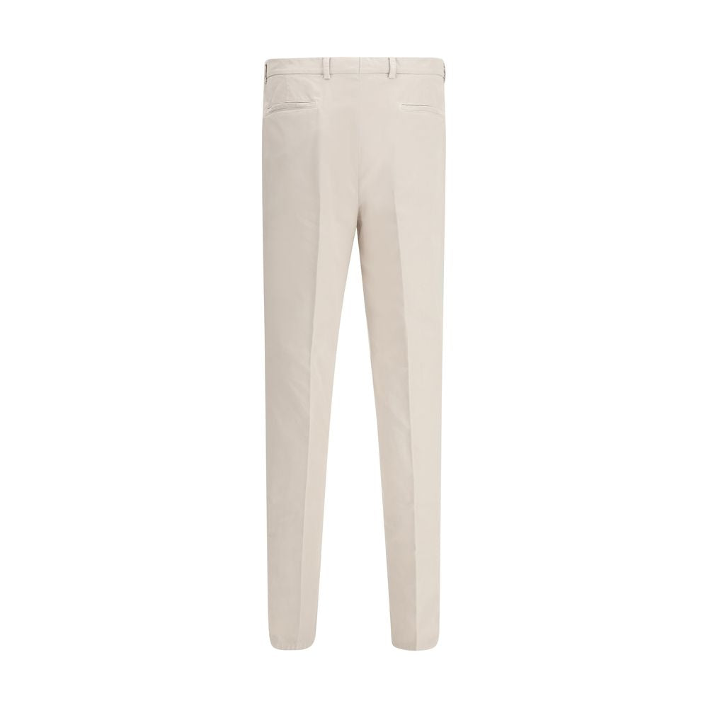 Cream Cotton Casual Pants