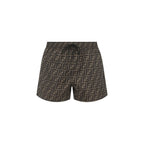 Brown Polyester Swim Shorts